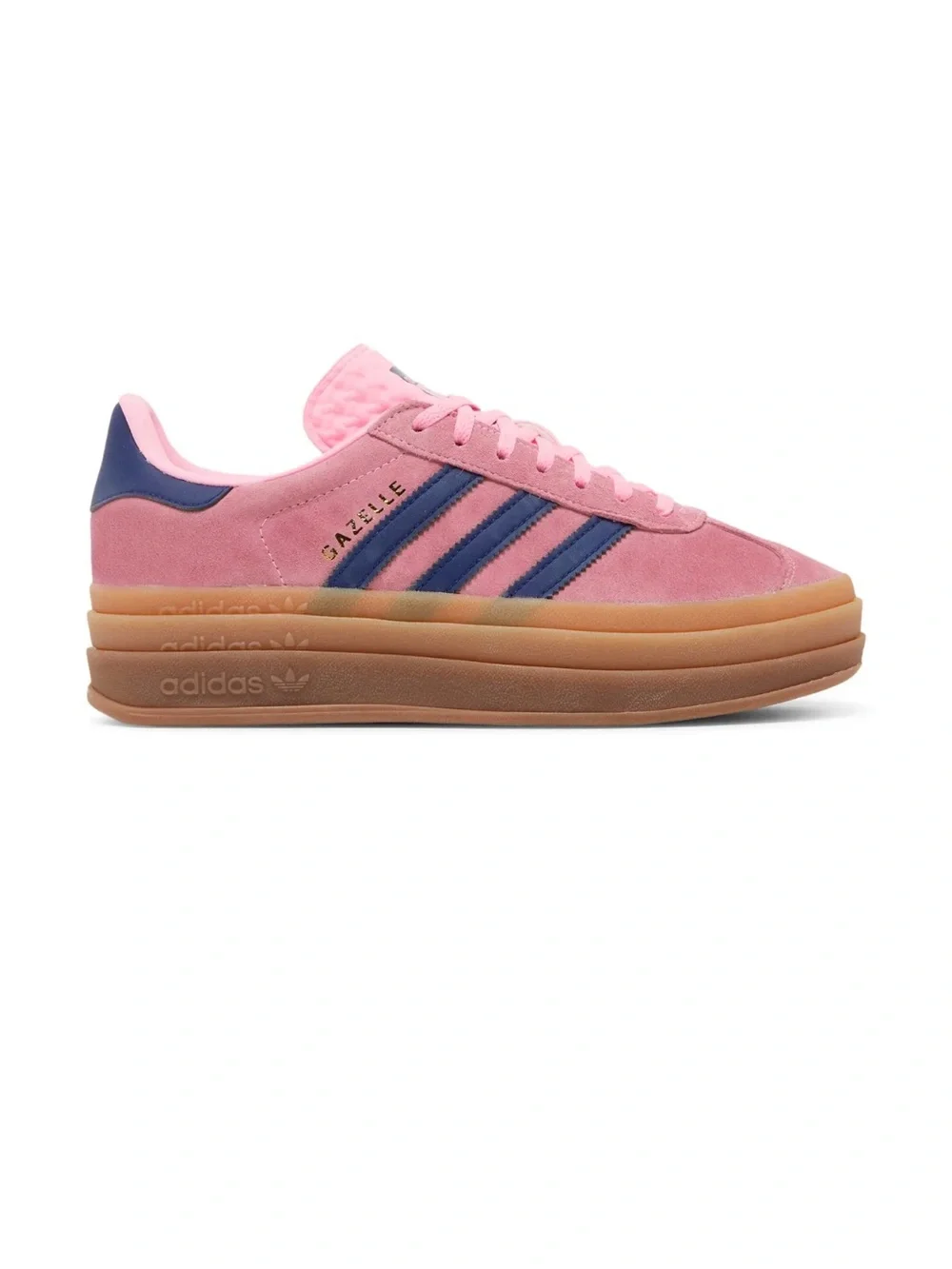 adidas Wmns Gazelle Bold Pink with Navy Stripes and Gum Sole